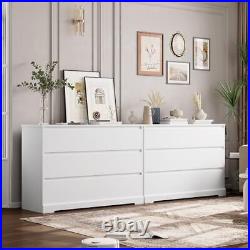 6 Drawer Double Dresser, White Dresser, Modern 6 Chest of Drawers Deep Drawers