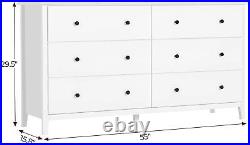6 Drawer Double Dresser Wood Dresser Chest Bedroom Furniture Clothes Organizer