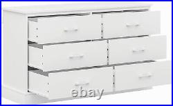 6 Drawer Double Dresser Wood Storage Tower Clothes Organizer Chests of Drawers