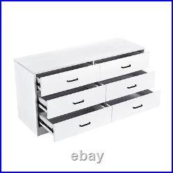 6 Drawer Double Dresser Wood Tower Clothes Organizer Wide Chest Of 6 Drawers