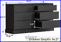 6 Drawer Double Dresser Wooden Storage Chest Large Capacity Clothing Cabinet