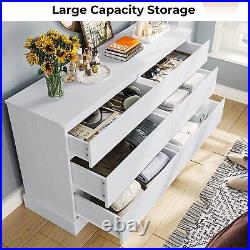 6 Drawer Double Dresser Wooden Storage Chest of Drawers Large Cabinet for Bedroo