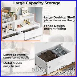 6 Drawer Double Dresser withStoragre Shelves Chest of Drawers Wide Storage Cabinet