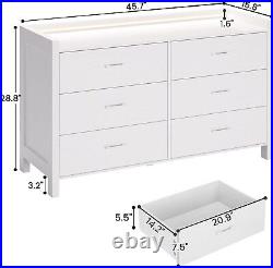 6 Drawer Double Dresser with LED Lights Wooden Storage Cabinet, Chest of Drawers