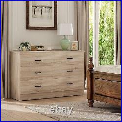 6 Drawer Double Dresser with Metal Handles, Sturdy and Modern Chest of Drawers