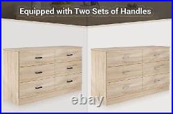 6 Drawer Double Dresser with Metal Handles, Sturdy and Modern Chest of Drawers