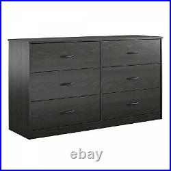 6 Drawer Dresser Bedroom Closet Clothes Storage Organizer Wood Black Oak Finish