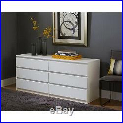 6 Drawer Dresser Bedroom Wood Furniture Double Chest Clothes Storage White