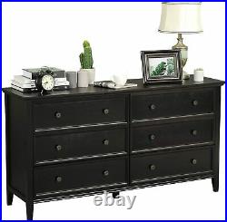 6 Drawer Dresser Chest of Drawers Wood Clothing Organizer Accent Storage Cabinet