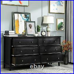 6 Drawer Dresser Chest of Drawers Wood Clothing Organizer Accent Storage Cabinet