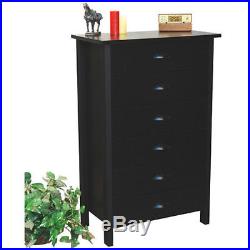 6 Drawer Dresser Chest of Drawers Wooden Black Bedroom Storage Furniture Organiz
