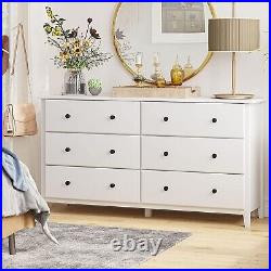 6 Drawer Dresser Clothing Storage Chest Beside Wall Bedroom Indoor Modern White