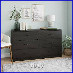 6 Drawer Dresser Furniture Bedroom Organizer Chest of Drawers, Black Oak Finish