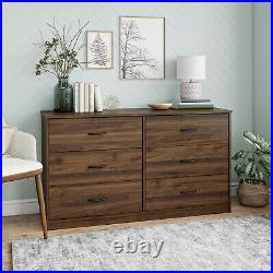 6 Drawer Dresser Furniture Bedroom Organizer Clothes Chest of Drawers, Walnut