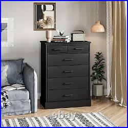 6 Drawer Dresser Furniture Organizer Wood Chest of Drawers Clothes Storage, Black