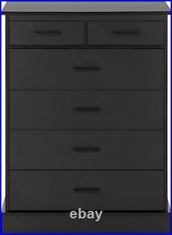 6 Drawer Dresser Furniture Organizer Wood Chest of Drawers Clothes Storage, Black