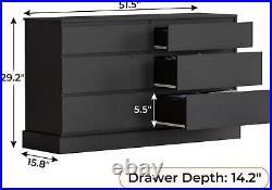 6 Drawer Dresser, Large Capacity Clothing Storage Cabinet, Chests of Drawers