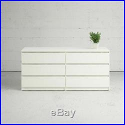 6 Drawer Dresser Off White Wooden Chest Drawers Clothes Cabinet Storage Modern