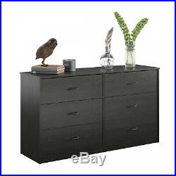 6-Drawer Dresser Organizer Bedroom Clothes Furniture Chest Black Oak Finish