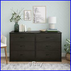 6-Drawer Dresser Organizer Bedroom Clothes Furniture Chest Black Oak Finish