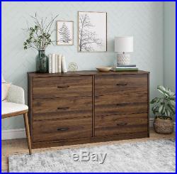 6-Drawer Dresser Organizer Bedroom Clothes Furniture Chest Walnut Finish NEW