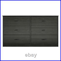 6 Drawer Dresser Organizer Bedroom Clothes Furniture Chest of Drawers Home Black