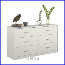 6 Drawer Dresser Organizer Bedroom Clothes Furniture Chest of Drawers Home White