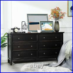 6 Drawer Dresser, Solid Wood Chest of Drawers Large Storage Cabinet for Bedroom