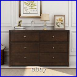 6-Drawer Dresser Solid Wood Chests of Drawers Storage Cabinets Organizers Brown
