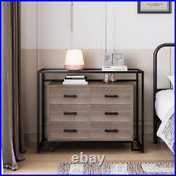6 Drawer Dresser Tall Chest of Drawers Modern Wood Storage Organizer for Bedroom