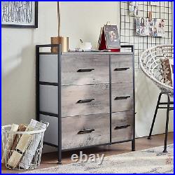 6 Drawer Dresser Wide Chest of Drawers Nightstand with Wood Top Rustic Storage T