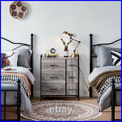 6 Drawer Dresser Wide Chest of Drawers Nightstand with Wood Top Rustic Storage T