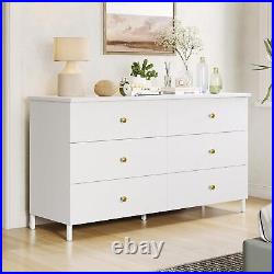 6 Drawer Dresser Wide Chest of Drawers Storage Organizer Unit for Closet Bedroom