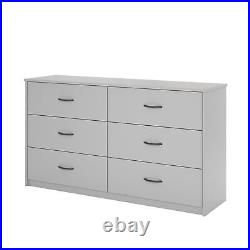 6 Drawer Dresser Wood Bedroom Chest Storage Cabinet Organizer Entryway, Gray US