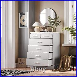 6 Drawer Dresser Wood Bedroom Clothes Storage Cabinet Black Chest of Drawers