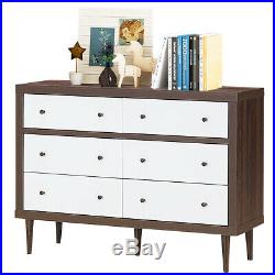6 Drawer Dresser Wood Chest of Drawers Home Freestanding Cabinet Organizer