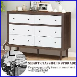 6 Drawer Dresser Wood Chest of Drawers Home Freestanding Cabinet Organizer