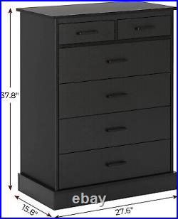 6 Drawer Dresser Wood Chest of Drawers Large Storage Cabinet Tall Dresser