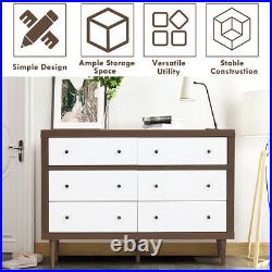 6 Drawer Dresser Wood Chest of Drawers Storage Freestanding Cabinet Organizer