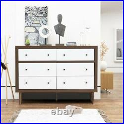 6 Drawer Dresser Wood Chest of Storage Living Room Freestanding Cabinet Organize