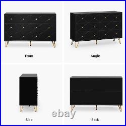 6 Drawer Dresser Wood Dressers & Chests of Drawers Bedroom Cabinet Storage Black