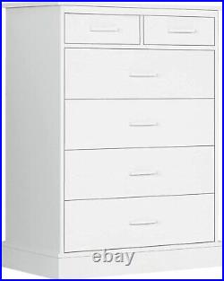 6 Drawer Dresser Wood Storage Tower Clothes Organizer Chests of Drawers (White)