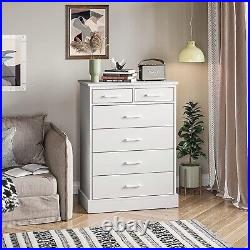 6 Drawer Dresser Wood Storage Tower Clothes Organizer Chests of Drawers (White)