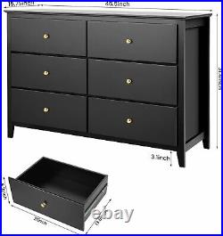 6 Drawer Dresser Wooden Dreeser Wide Storage Space, Accent Storage Cabinet NEW