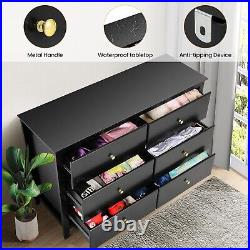 6 Drawer Dresser Wooden Dreeser Wide Storage Space, Accent Storage Cabinet NEW
