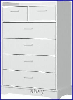 6 Drawer Dresser, Wooden Storage Chest of Drawers Dresser for Bedroom