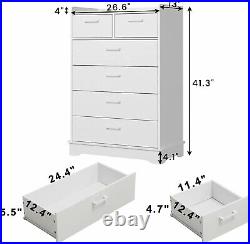 6 Drawer Dresser, Wooden Storage Chest of Drawers for Bedroom, Hallway, Entryway