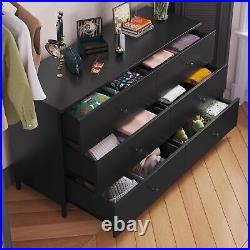 6 Drawer Dresser for Bedroom Double Dresser Wide Chest of Drawers Organizer Unit