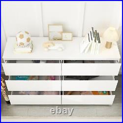 6 Drawer Dresser for Bedroom Handle-Free Wood Storage Chest of Drawer Organize