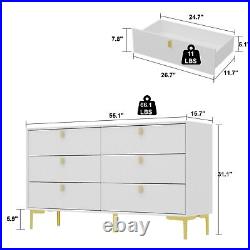 6 Drawer Dresser for Bedroom Handle Gold Wood Storage Chest of Drawer Organize